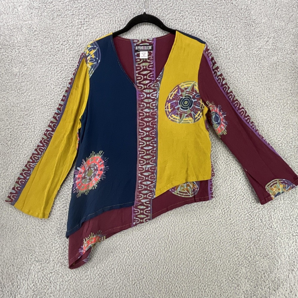 The Pyramid Collection Top Women M Multicolor Artsy Asymmetric Boho‎ Indonesia